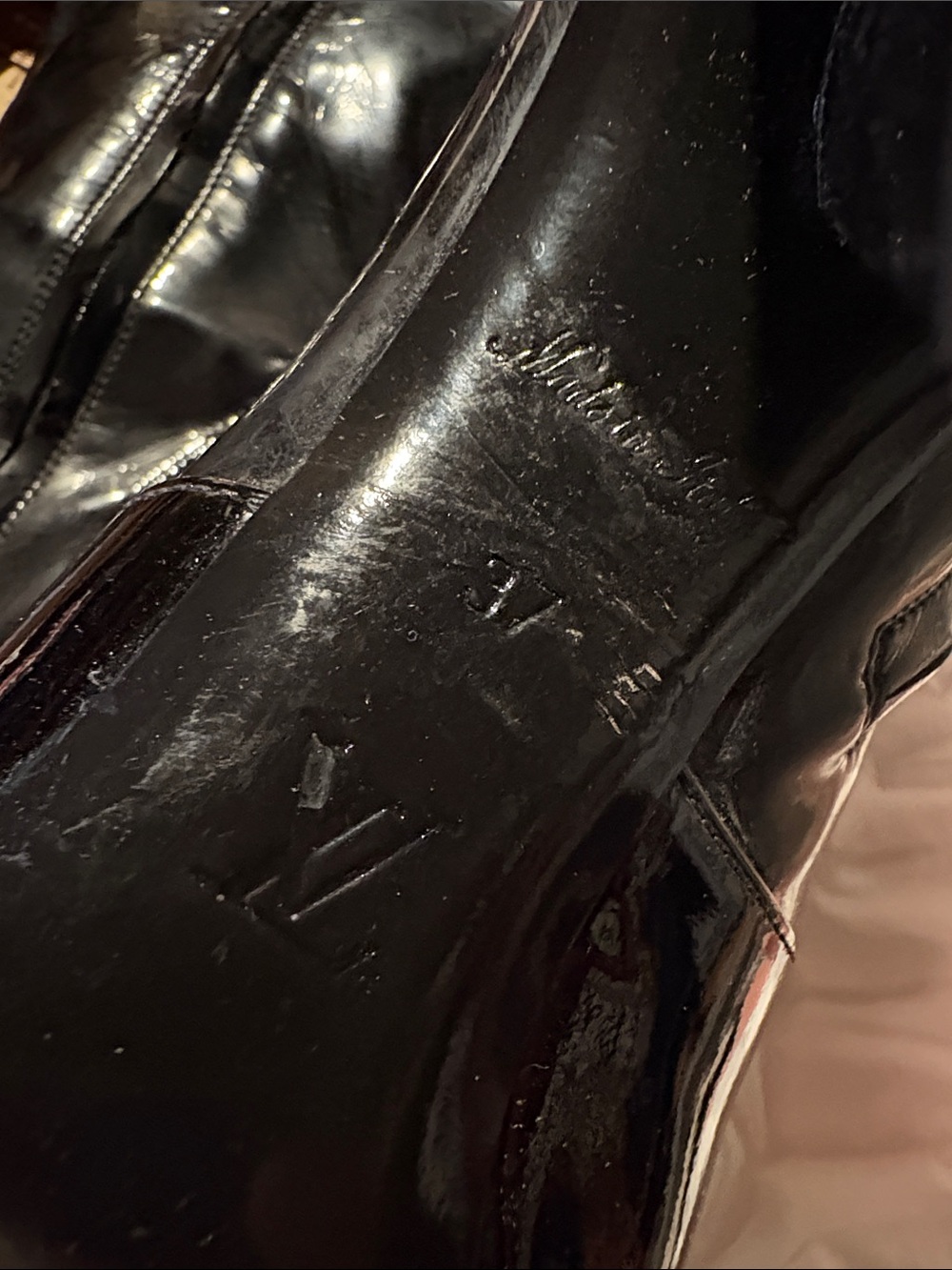 Black Patent Mid-Calf Block Heel Boots - Picture 5 of 13